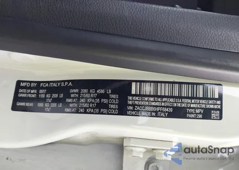 2017 Jeep Renegade Latitude 4X4 from USA, damaged, VIN ZACCJBBB6HPF68439